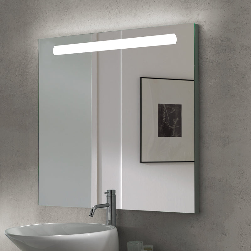 Specchio da Bagno Pegasus con Illuminazione Led Frontale Imballo 1 Pezzo Alluminio e Vetro Emuca
