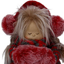 Pupazzo bambina tessuto rosso cm 12x12xh22