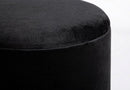 Sgabello Contenitore Polina Tondo Nero Imbottito in Tessuto effetto Velluto