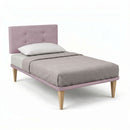 Letto Singolo con Rete Rivestita Microfibra Glicine Tessis Testata Button Varie Misure