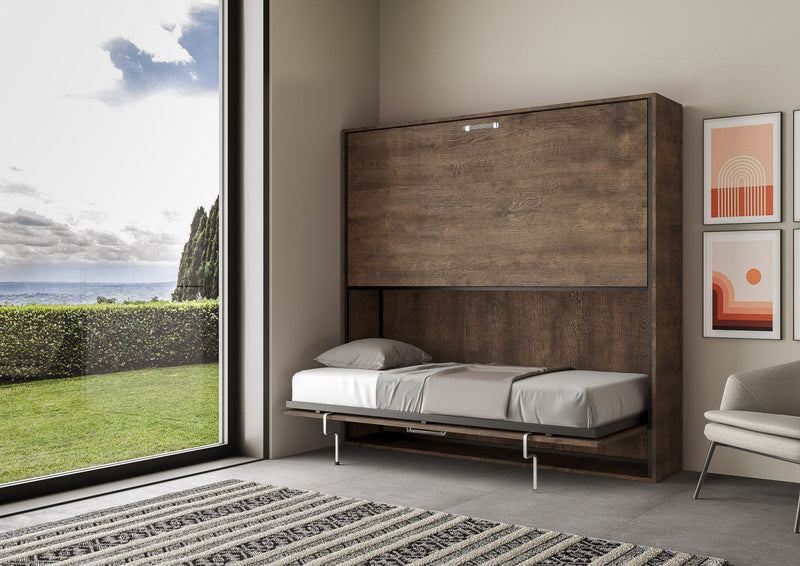 Letti Singoli a Scomparsa Salvaspazio Orizzontale Kando H97,4 Noce 