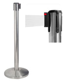 2 Colonnine Tendinastro 3 metri in Acciaio Inox Spazzolato Ø36x101 cm Nastro Bianco