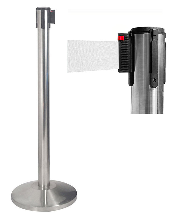 sconto 3 Meter Gardinenstange aus gebürstetem Edelstahl Ø36x101 cm Weißes Band