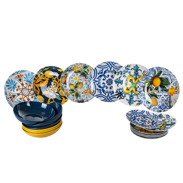 online Tafelservice 18 Teile aus Porzellan und Steingut Villa d'Este Home Tivoli Italian Beauty