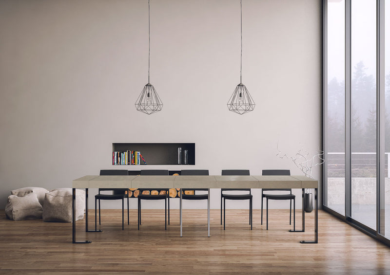 Consolle Allungabile 90-300x40x77 cm Tecno Premium Cashmere Telaio Antracite 