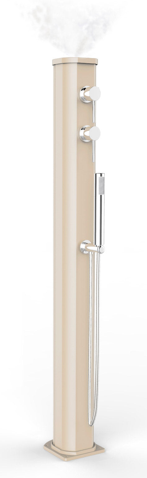 acquista Doccia Solare da Esterno con Nebulizzatore Miscelatore e Doccetta Mobile Arkema Jolly Go Champagne Bronze