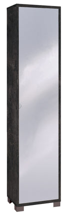 Armadio 1 Anta con Specchio 43x190x29 cm Ossido Nero