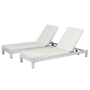 Set 2 Lettini Prendisole in Acciaio con Cuscino Bianco 