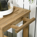 Carrello Portavivande da Giardino 95x47x74 cm con 2 Ripiani e Portabottiglie in Legno      