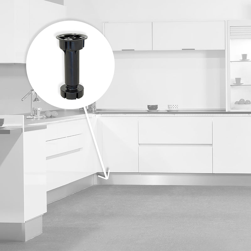 Piedino Regolabile con Base Pre-Assemblata per Mobile 148-165 mm Plastica Nero 40 Pezzi Emuca