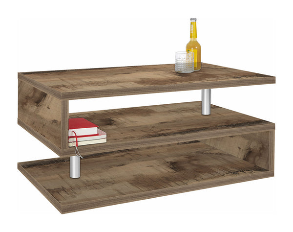 sconto Tavolino a S con Ripiani a Giorno 90x41,5x55 cm Zeta Acero Pereira