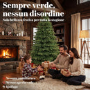 Albero di Natale Artificiale Ø115x180 cm con 961 Rami e Base Pieghevole in Legno e Metallo Verde      