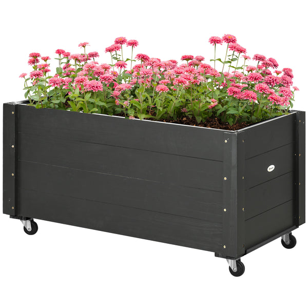sconto Fioriera da Giardino con Foro di Drenaggio e Rotelle 89x48x47 cm in Legno di Abete Nera