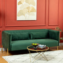 Divano 3 Posti 195x88x76 cm in Acciaio e Tessuto Vellutato Verde