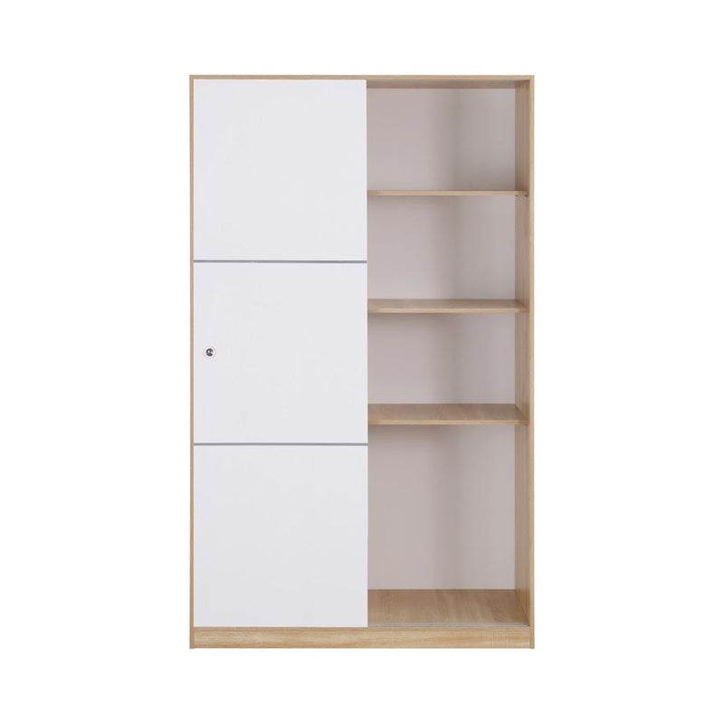 Armadio 2 Ante Scorrevoli 120x48x200 cm in Legno Rovere e Bianco