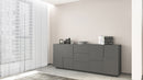 Credenza 4 Ante 3 Cassetti 220x44x86 cm Pongo 4A 3C Grigio Antracite Opaco  