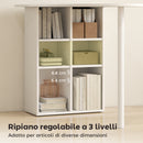 Scrivania per Camera Ricurva 100x59x75,5 cm con 6 Ripiani e 4 Scaffali Regolabili in Acciaio e Legno Bianco      