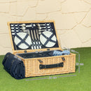 Cesta Valigetta da Pic Nic per 4 Persone 24 Pezzi in Vimini color Legno  