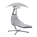 Sedia Dondolo Pensile Relax Chaise Longue di Lusso con Tettuccio Grigio 