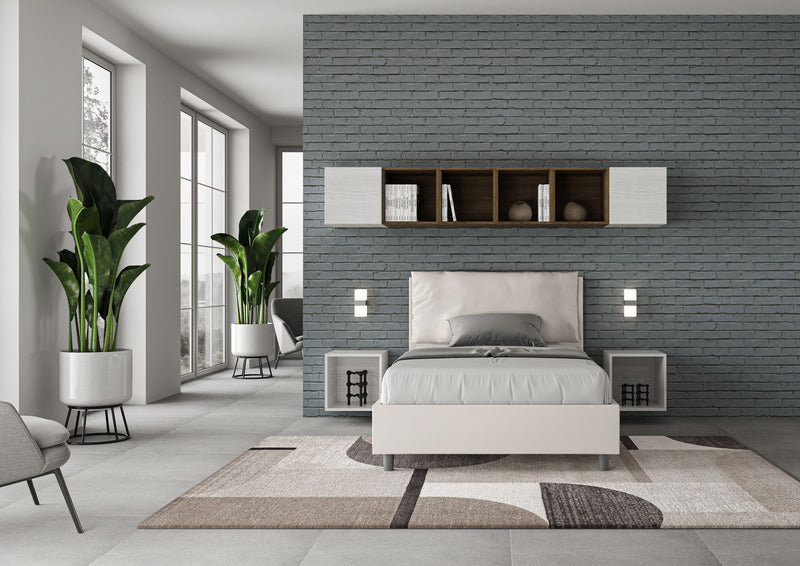 Letto 1 Piazza E Mezzo Imbottito in Similpelle Antea Large Bianco Varie Misure