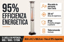 Stufa Elettrica ad infrarossi da Esterno 38,8x41,7x 166,8 cm in Fibra di Carbonio con Luce Led Skyline Pro Bianco