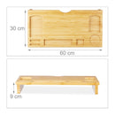 Supporto Monitor 60x30x8 cm con 7 Scompartimenti in Legno