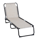 Lettino Prendisole Pieghevole da Giardino 197x58x26 cm in Acciaio e Tessuto Crema e Nero