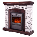 Camino Elettrico da Pavimento 105,8x110x30 cm Effetto Fiamma 2000W Natali & Cristina Bianco/noce scuro