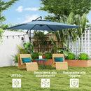 Ombrellone Decentrato da Giardino 300x325 cm Regolabile a 360° in Poliestere UV UPF 50+ Blu Chiaro      