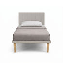Letto Singolo con Rete Rivestita Similpelle Tortora Tessis Testata Vertical Varie Misure