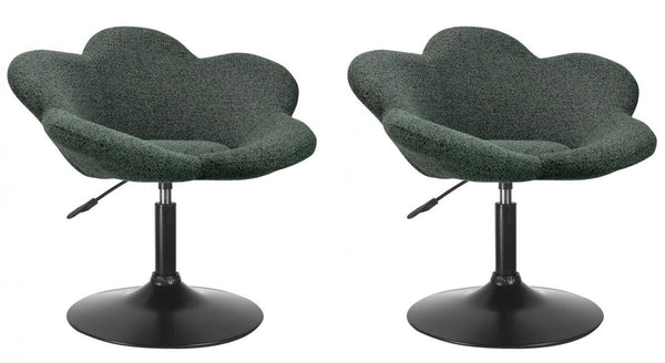 Set 2 Poltroncine da Soggiorno 69x55x69/81 cm in Schiuma Poliuretanica Fleur Nero-Verde Scuro acquista