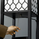 Lampada da Terra a Colonna 26x26x156 cm con 2 Ripiani in MDF e Plastica Nera