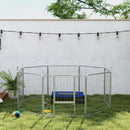 Recinto per Cani a 8 Pannelli Modulabili Pieghevole 80x1,5x80A cm con Porta di Ingresso in Acciaio Argento   