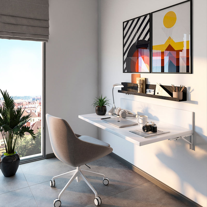 Lotto di 4 Staffe Pieghevole per Mensola L 300 Verniciato Bianco Acciaio Emuca