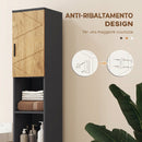 Mobile a Colonna Bagno 30x30x183 cm con 2 Ripiani Aperti e 2 Armadietti a 2 Livelli in Truciolato Rovere      
