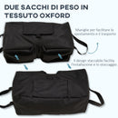 Base per Ombrellone 50x25x18 cm a Sacco Riempibile con 50 kg di Sabbia in Plastica e Tessuto Oxford Nero  