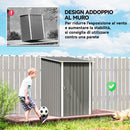 Casetta Box da Giardino Porta Attrezzi 100x104x160 cm con Porta a Battente in Acciaio Galvanizzato Grigio Chiaro      