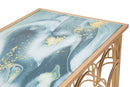 Console Arc 120x40x80,5 cm in Ferro MDF e Vetro Oro e Multicolor