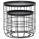 Set 2 Tavolini in Metallo Ø50x50 cm e Ø41,5x35,5 cm  Net Nero