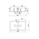 Lavello 86x50 cm 2 vasche avena Samet