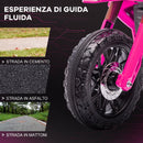 Moto Elettrica per Bambini 3-8 Anni con 12V Doppi Motori Rotelle e Clacson 3 km/h Capacità 30kg Rosa      