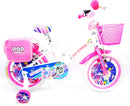 Bicicletta per Bambina 14" 2 Freni con Cestino e Borse Laterali Bianca e Rosa