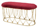 Panca Amelie Bordeaux 91,5x40,5x46 cm in Ferro e Spugna e Poliestere Bordeaux e Oro