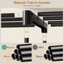 Armadio Guardaroba Portatile con 2 Aste e 6 Ripiani 111x43x185 cm in Tessuto Plastica e Acciaio Nero      