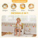 Set Tavolo e Sedia per Bambini 3-5 Anni con Motivi a Cuore Contenitore Integrato in Legno MDF Bianco      