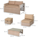 Set Salotto da Giardino in Polyrattan Divano 2 Poltrone  Kore Cachi e Beige