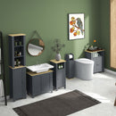 Mobile a Colonna per Bagno 1 Anta 3 Ripiani 34x23x165 cm in MDF e Legno Truciolare Grigio