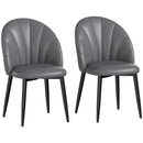 Set 2 Sedie da Pranzo Schienale a Conchiglia in Pelle PU Grigio Scuro   