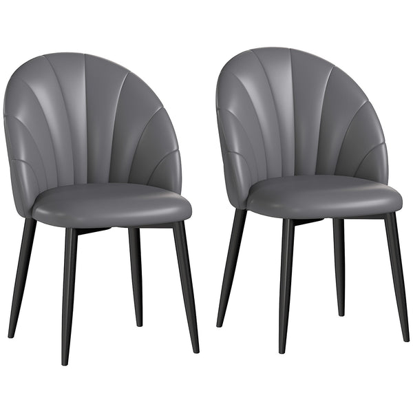 sconto Set 2 Sedie da Pranzo Schienale a Conchiglia in Pelle PU Grigio Scuro