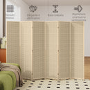 Paravento da Interno a 6 Ante Pieghevole Altezza 180cm in Legno e Bambù Colore Naturale      